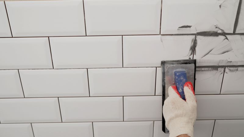 Close-up of Tile Grout Cleaning
